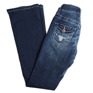 Thread Market Bootcut Jeans Juniors Mid Rise Cow Skull Pocket Western Denim